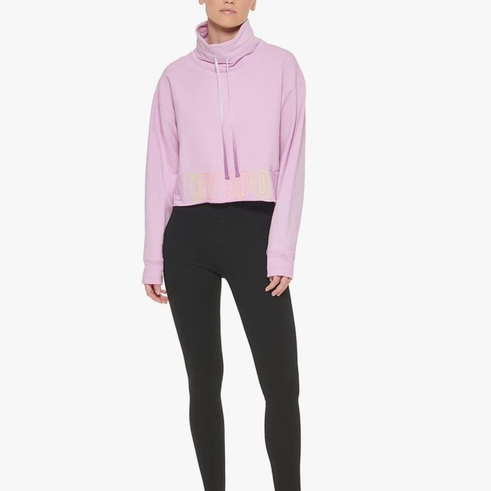DKNY Purple Crowl Neck Cropped Pullover